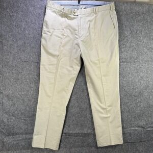 Peter Millar Pants Mens 40 Khaki Beige Twill Chino Golf Dress Flat Front
